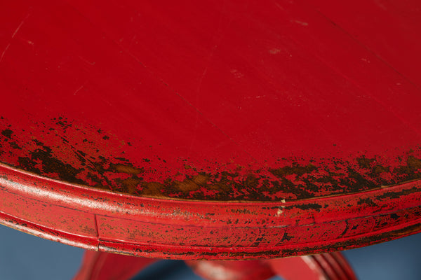 Round Red Lacquer Side Table from Java