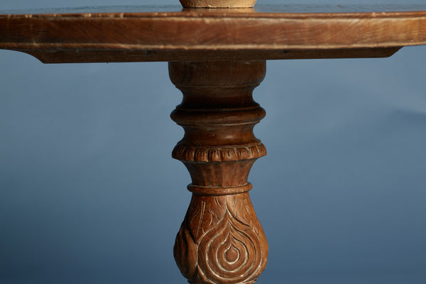 Single Board Top Round Dutch Colonial Teak Side Table from Java
