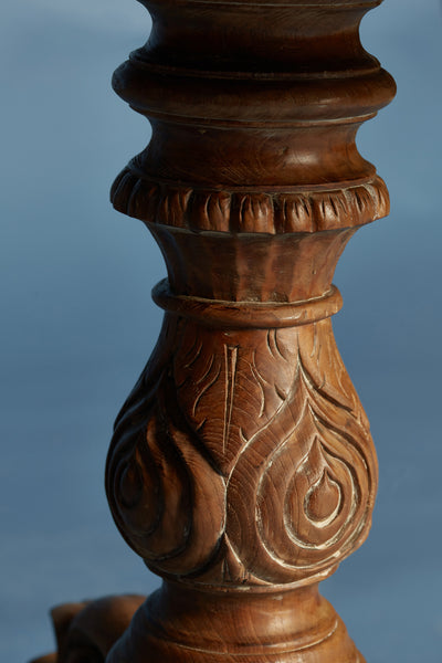 Single Board Top Round Dutch Colonial Teak Side Table from Java