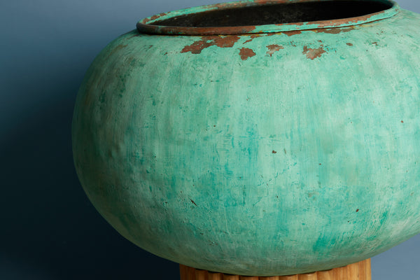 Large Tomato Shaped Copper Batik Pot