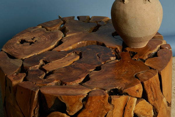 Natural Round Teak Branch Coffee Table
