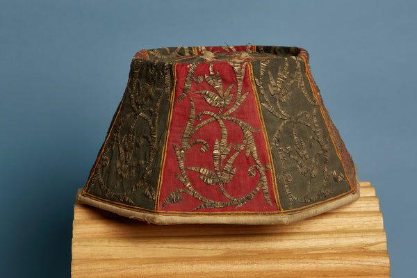 Red & Black Silver Embroidered Food Offering Cover from Lampung