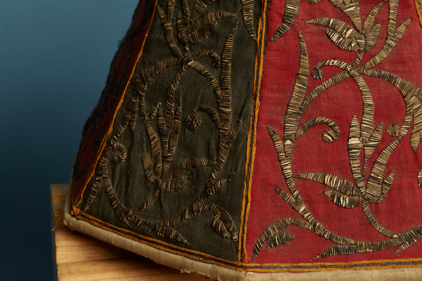 Red & Black Silver Embroidered Food Offering Cover from Lampung