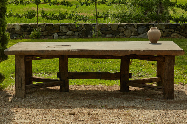 19th Century Bluestone & Ulin Wood Large Dining Table