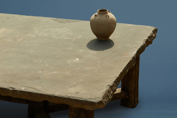 19th Century Bluestone & Ulin Wood Large Dining Table