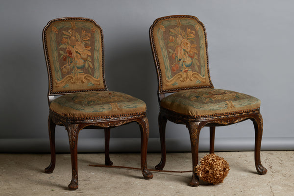 Pair of 19th Century Side Chairs Covered in an Aubusson Tapestry