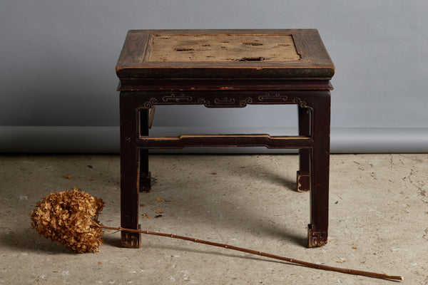 Late 17th - Early 18th Chinese Scholar Meditation Stool with Original Rattan Top