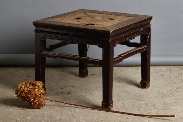 Late 17th - Early 18th Chinese Scholar Meditation Stool with Original Rattan Top