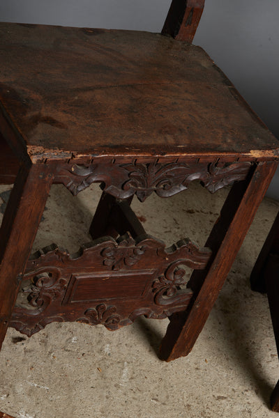 Pair of 17th Century Italian Walnut Hall Chairs