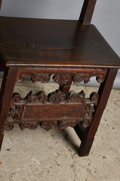 Pair of 17th Century Italian Walnut Hall Chairs