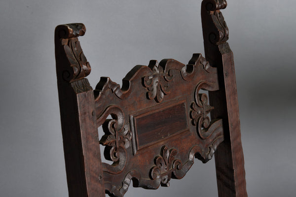 Pair of 17th Century Italian Walnut Hall Chairs