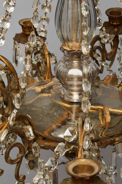Mid-20th Century French Cut Crystal Nine Arm Chandelier