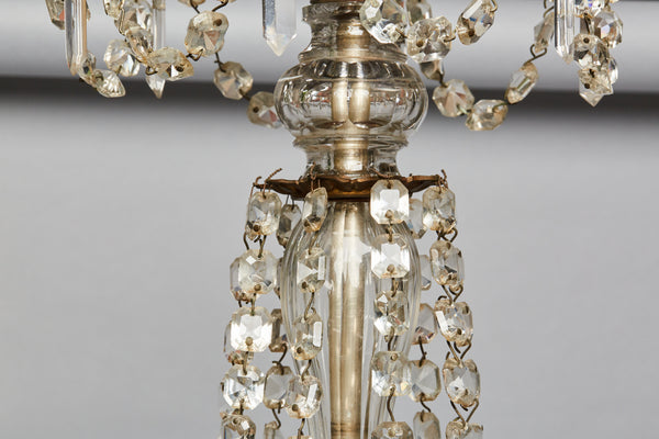 Mid-20th Century French Cut Crystal Nine Arm Chandelier