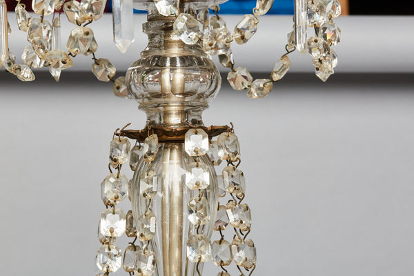 Mid-20th Century French Cut Crystal Nine Arm Chandelier