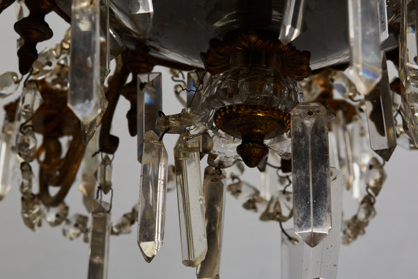 Mid-20th Century French Cut Crystal Nine Arm Chandelier