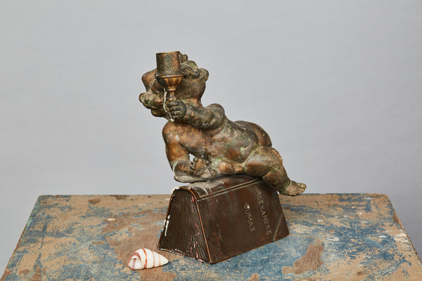 19th Century Putti Candlestick Mounted on an Alexander Dumas Novel