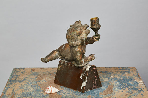 19th Century Putti Candlestick Mounted on an Alexander Dumas Novel