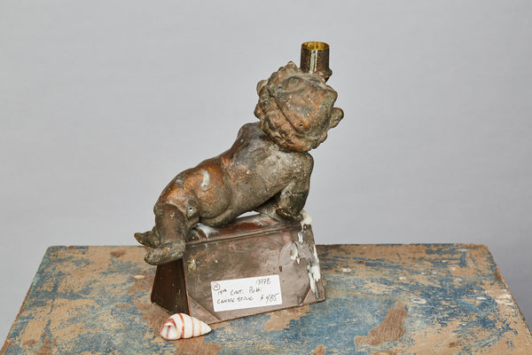 19th Century Putti Candlestick Mounted on an Alexander Dumas Novel