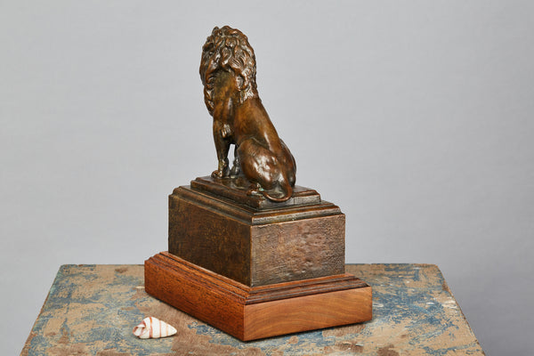 Bronze Lion Mounted on an Oak Based Signed A.P. Braelor