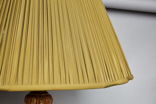 Italian Gilt Floor Lamp with Lion Paw Feet with Green Silk Shade