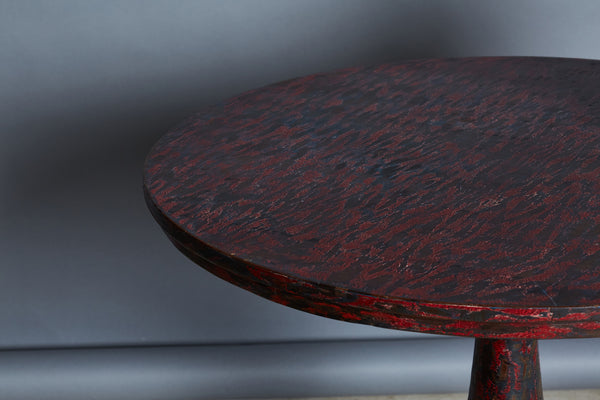 Red & Blue Painted Teak Pedestal Table