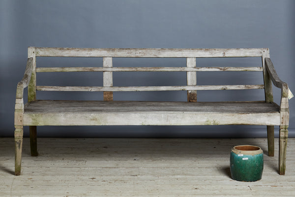 Simple Weathered Dutch Colonial Teak Bench