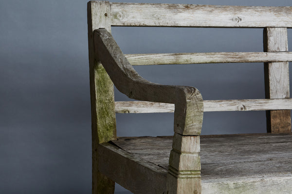 Simple Weathered Dutch Colonial Teak Bench