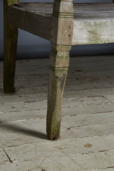 Simple Weathered Dutch Colonial Teak Bench