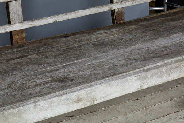 Simple Weathered Dutch Colonial Teak Bench