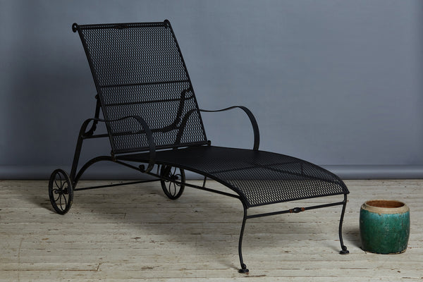 Pair of Heavy Wrought Iron Patio Chaises