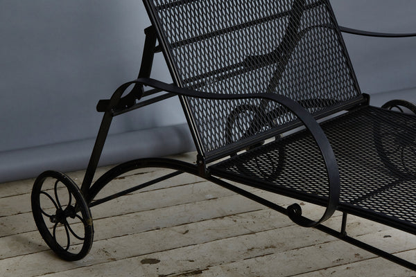 Pair of Heavy Wrought Iron Patio Chaises
