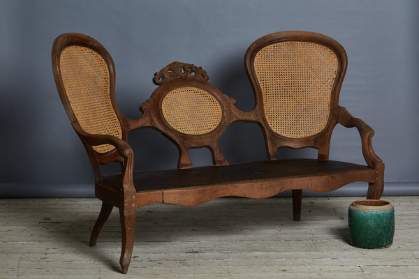 Teak & Rattan Dutch Colonial Settee