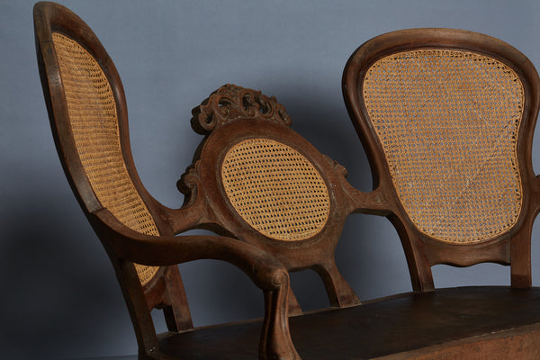 Teak & Rattan Dutch Colonial Settee