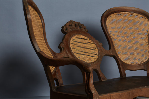Teak & Rattan Dutch Colonial Settee