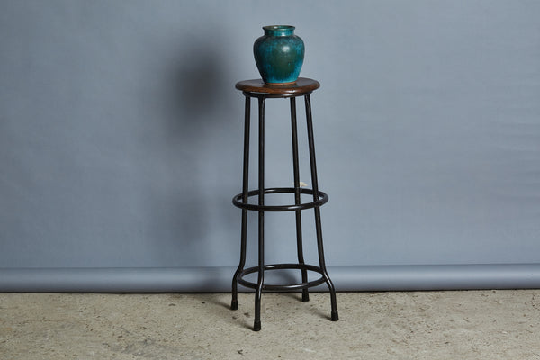Metal Based Indonesian Bar Stools with Teak Seats