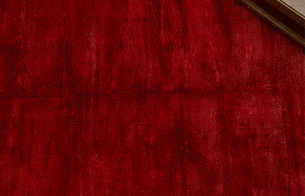 Small Red Field Chichaoua Carpet with Thick Pile  ................... (4' x 5' 11'')