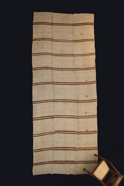 Natural Hemp Carpet with Double Brown Stripes (6' 4" x 15' 6")
