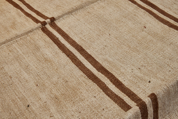 Natural Hemp Carpet with Double Brown Stripes (6' 4" x 15' 6")