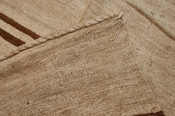 Natural Hemp Carpet with Double Brown Stripes (6' 4" x 15' 6")