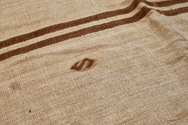 Natural Hemp Carpet with Double Brown Stripes (6' 4" x 15' 6")