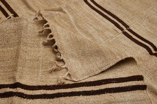 Dark Oatmeal & Chocolate Stripe Hemp Carpet (6' 2" x 15' 8")