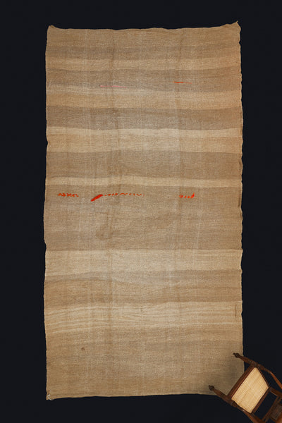 Large Broadly Woven Variegated Stripe Hemp Carpet with Random Stripe in Orange................. (6' 8'' x 12' 8'')