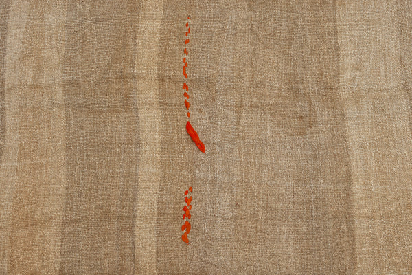 Large Broadly Woven Variegated Stripe Hemp Carpet with Random Stripe in Orange................. (6' 8'' x 12' 8'')