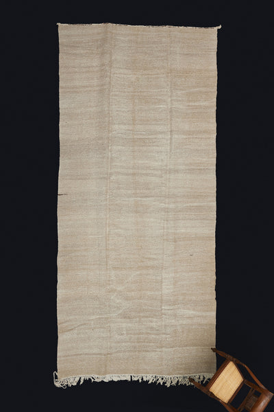 Large Broadly Woven All Natural Hemp Carpet with Nice Fringe................ (5' 5'' x 12' 8'')