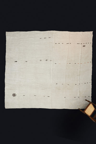 Large 2 Piece Natural Hemp Carpet with S-Designs and Chevron in Red & Natural Brown.................(12' 4'' x 11' 2'')