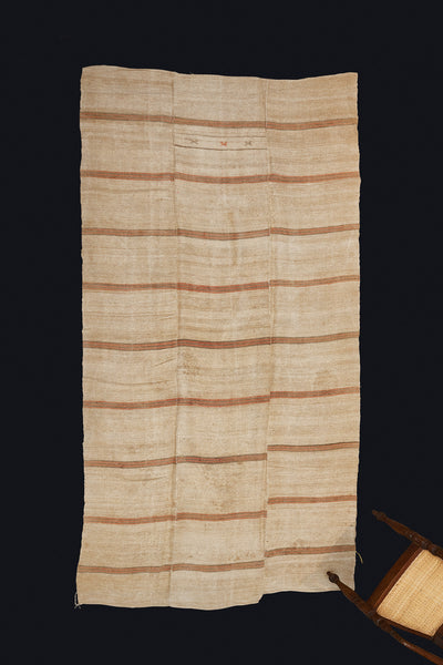Large Hemp Carpet From Northern Iran with Grey and Peach Stripes..............(5' 4'' x 11' 11'')