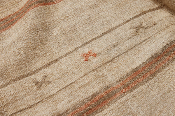 Large Hemp Carpet From Northern Iran with Grey and Peach Stripes..............(5' 4'' x 11' 11'')