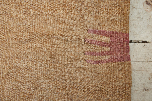 Medium All Cream Natural Hemp Carpet with a Central Floating Symbol in Brown Goat Hair ................... (5' 8" x 11' 4")