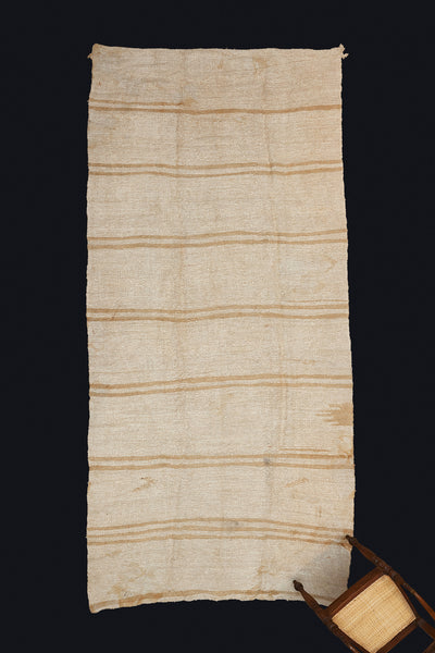 Large Hemp Carpet with Pale Double & Triple Brown Stripes (5' 10" x 13' 1")