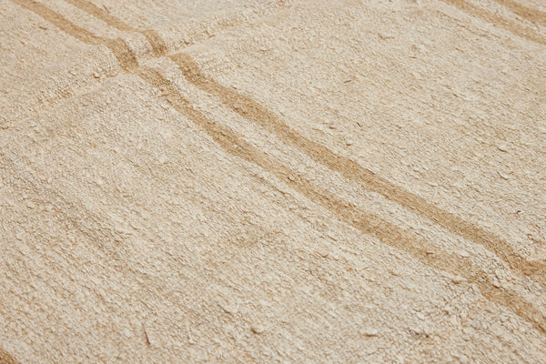 Large Hemp Carpet with Pale Double & Triple Brown Stripes (5' 10" x 13' 1")